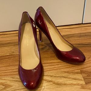 Ivanka Trump Janie Red Pearlized Leather Pumps.
